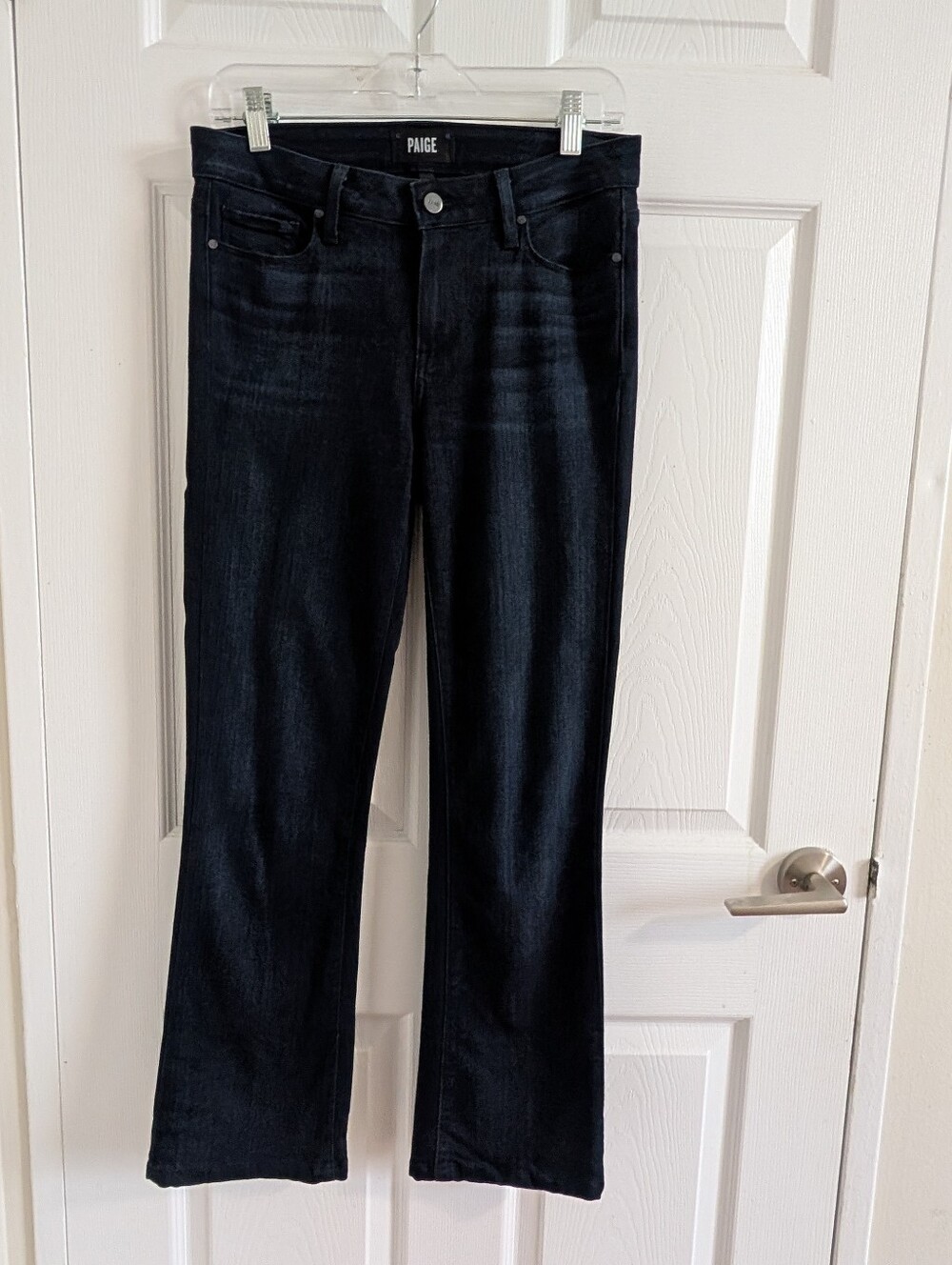 PAIGE Manhattan High Rise Slim Bootcut Jeans Deep Blue Denim Size 28